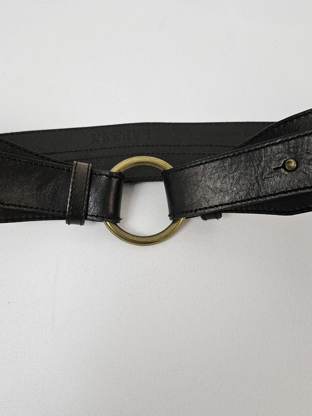 Lauren Ralph Lauren Black Leather Ring-Front Women's Belt